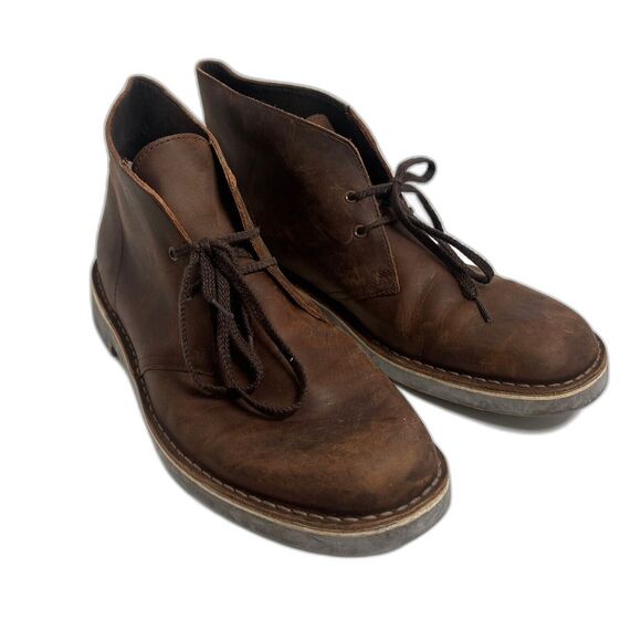 Clarks Chukka Boots Casual Ankle Desert Brown 15522 Leather Lace Up Mens Size 11 - Picture 1 of 6